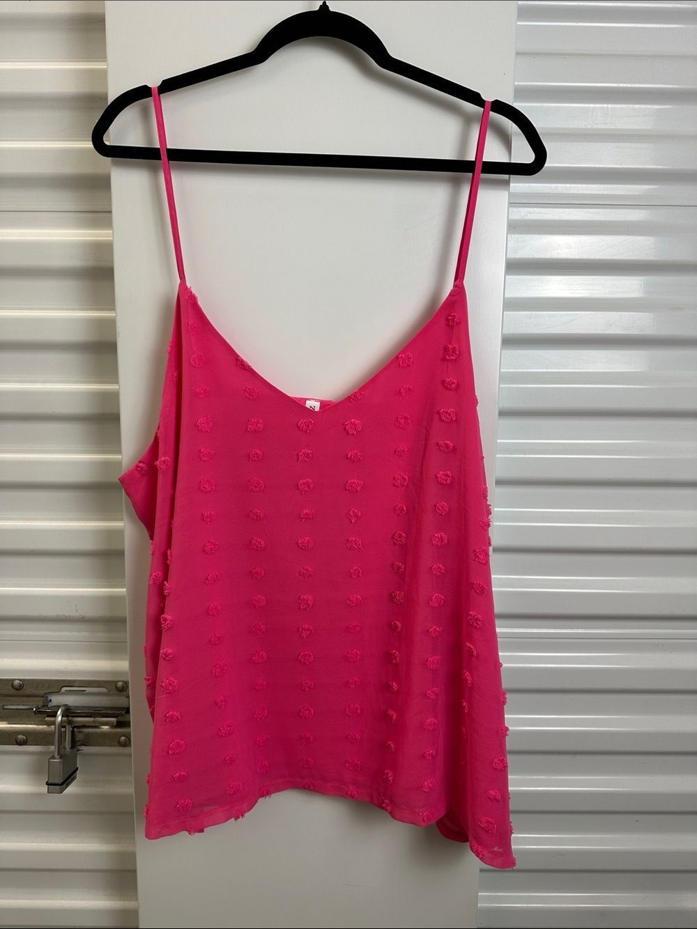 ZENANA Women's Hot Pink Textured Spaghetti Strap Tank Top